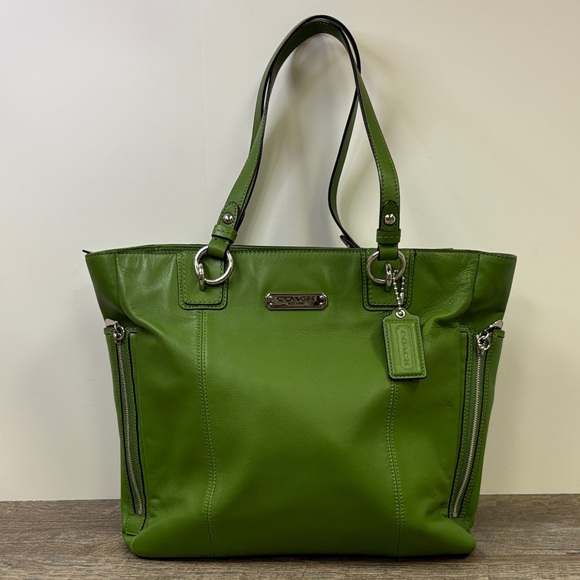 Coach F19456 Ashley Leather Tote —Green - Picture 1 of 15